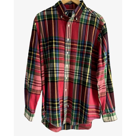 Ralph Lauren Mens Size Large Flannel‎ Button Up Shirt Blue Pony Fall Holiday - Picture 2 of 6